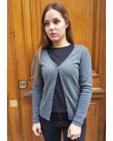 Gilet met V-hals in antraciet kasjmier voor dames