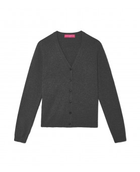 Gilet con scollo a V in cachemire antracite per donna,