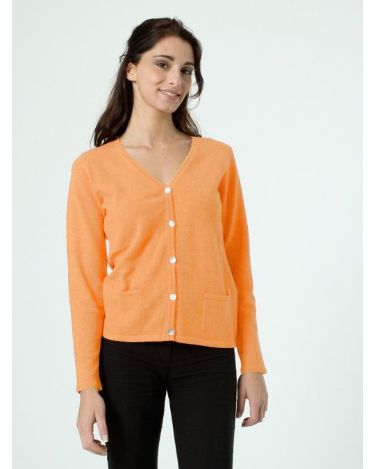 Gilet col en V en cachemire Orangeade