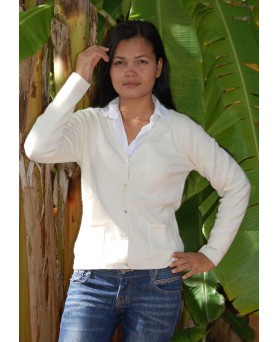 Cashmere waistcoat V-neck white