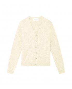 Kasjmier vest met V kraag Naturel