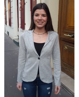 Veste blazer en cachemire gris clair pour femme