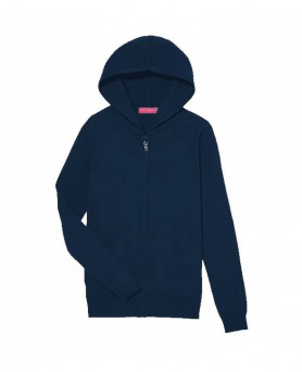 navy blue cashmere zip-up hoodie for women