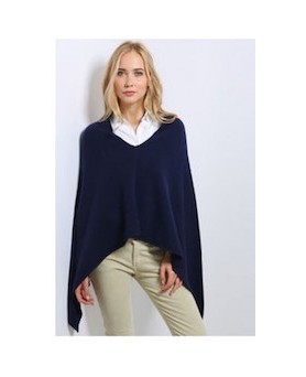 Poncho cachemire bleu marine