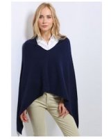 Marineblauwe poncho kasjmier | Hermine de Pashmina