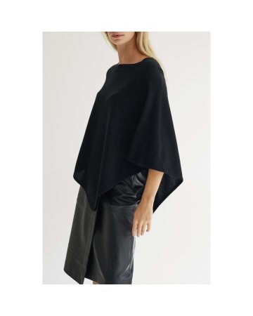 Schwarzer Kaschmirponcho