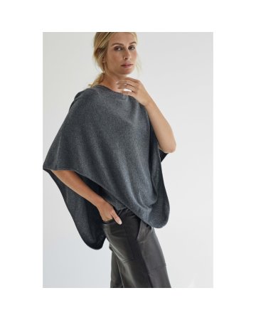 Anthrazitgrauer Kaschmir-Poncho