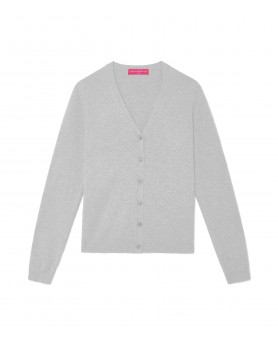 Maglione a V in cachemire grigio chiaro per donne