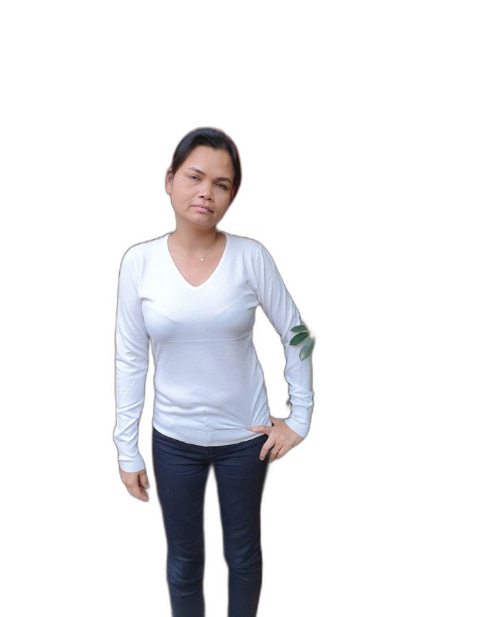 Maglia di Cashmere e Bambù con scollo a V Bianco