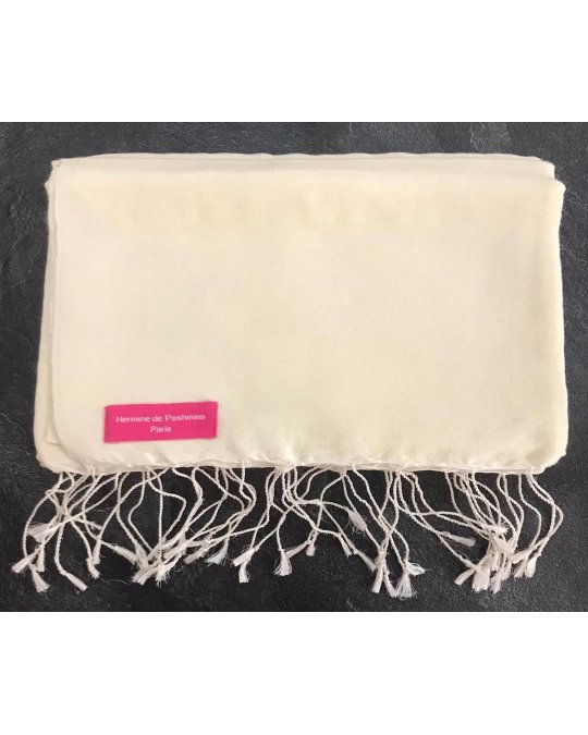 Pashmina in zijde water Wit