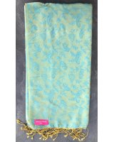 Pashmina turquoisegroen en goud | Hermine de Pashmina
