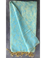 Pashmina turquoisegroen en goud | Hermine de Pashmina