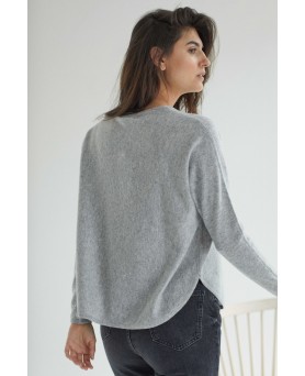 light grey oversized boatneck cashmere sweater for women