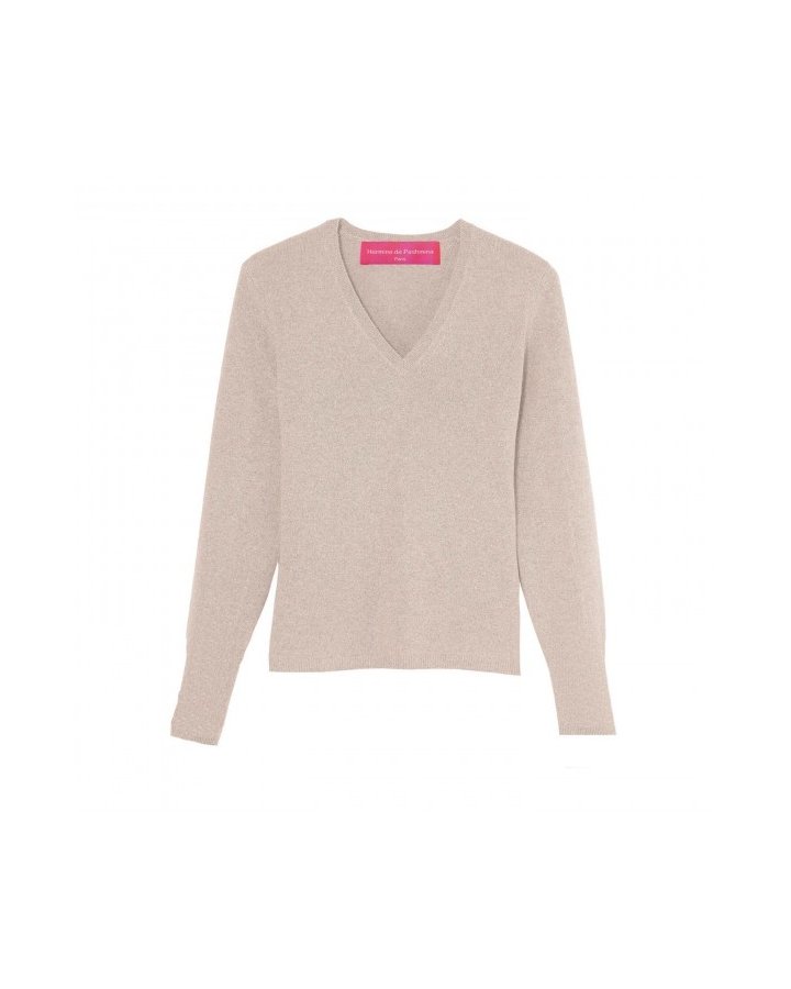Pullover aus Kaschmir mit V-Ausschnitt Beige
