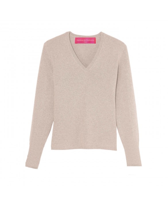 Свитер с V-образным вырезом Бежевый