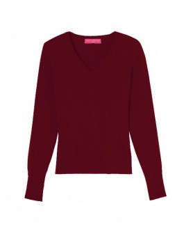 Bordeaux V-neck cashmere sweater for women