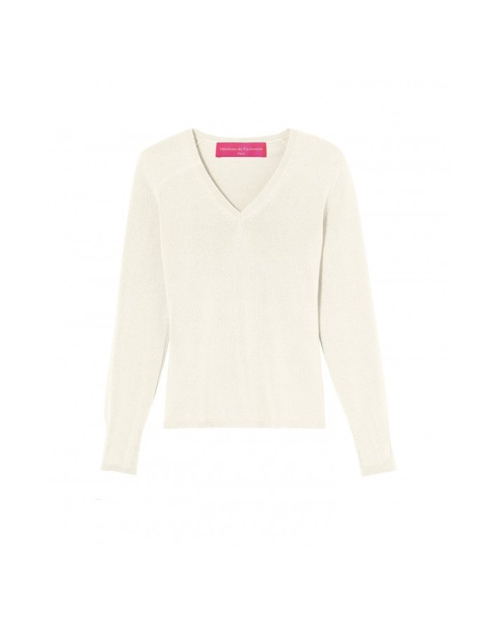 Dames Witte Kasjmier V-hals Trui