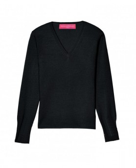 Pull col en V en cachemire noir femme