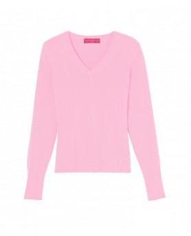 Светло-розовый кашемировый свитер с V-образным вырезом для женщин