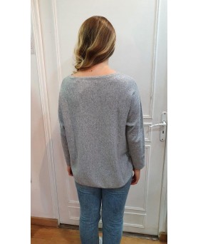 light grey oversized boatneck cashmere sweater for women