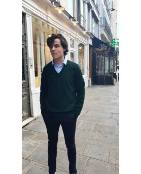 Cashmere V-neck sweaters Bottle green Men