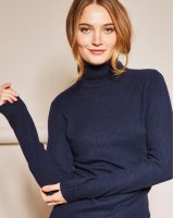 Dolcevita in cachemire blu navy per donna