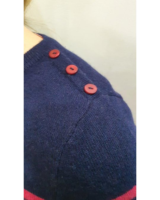 Kaschmir-Matrosenpullover Blau und rosa