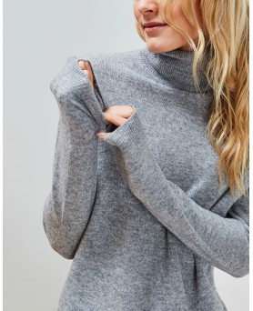 light grey cashmere turtleneck sweater for women