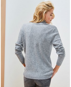 Hellgrauen Kaschmir-Rollkragenpullover für Damen