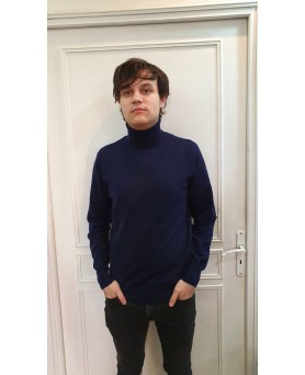 Свитер с высоким воротником из кашемира- мужской Кобальт