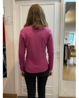Long-Sleeve Round Neck Raspberry Cashmere Sweater for Women