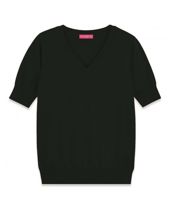 Cashmere V neck sweater short sleeve Black Cashmere V neck sweater short sleeve Black
