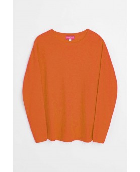 oversized boat neck cashmere sweater in Inferno Orange for women
