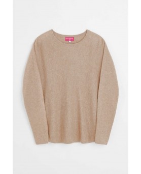 beige oversized kasjmier boothals trui voor vrouwen