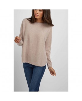 Beige Oversized Boat Neck Cashmere Sweater