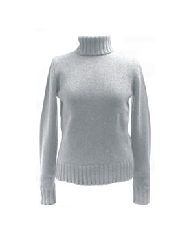 thick light grey cashmere turtleneck sweater for women
