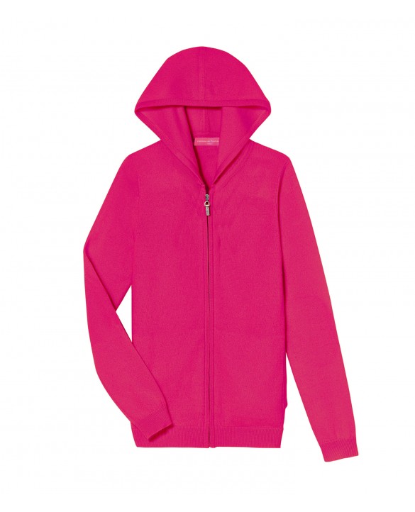 Raspberry Pink Cashmere Zip Hoodie for Women