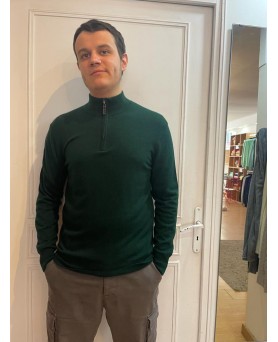 Dunkelgrün Kaschmir-Trucker-Pullover für Herren