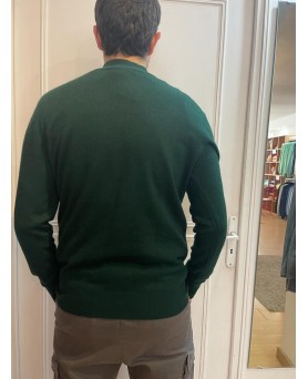 Dunkelgrün Kaschmir-Trucker-Pullover für Herren