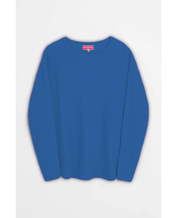 Electric Blue Oversized Boat Neck Cashmere Sweater