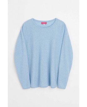 pull col bateau oversize bleu pâle en cachemire pour femme