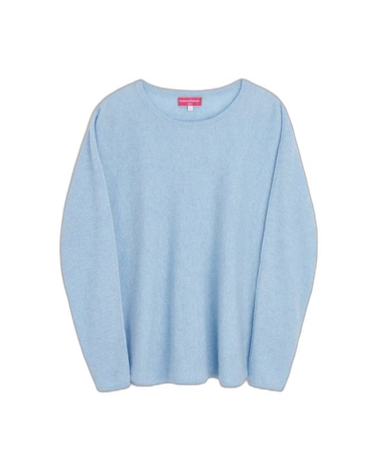 hellblauen Oversize-Kaschmirpullover für Damen mit Bootsausschnitt