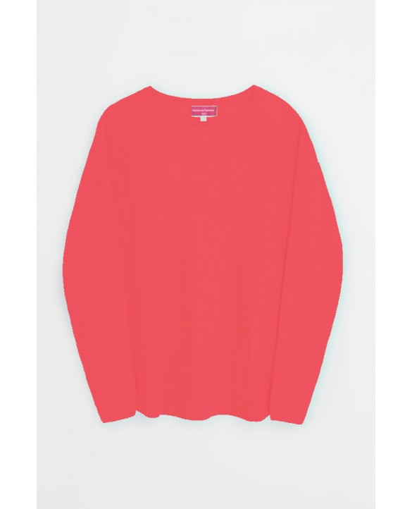 Pull en cachemire col bateau oversize rouge