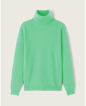 maglione a collo alto in cachemire verde chiaro per donne