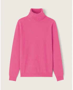 maglione a collo alto in cashmere rosa lampone per donne