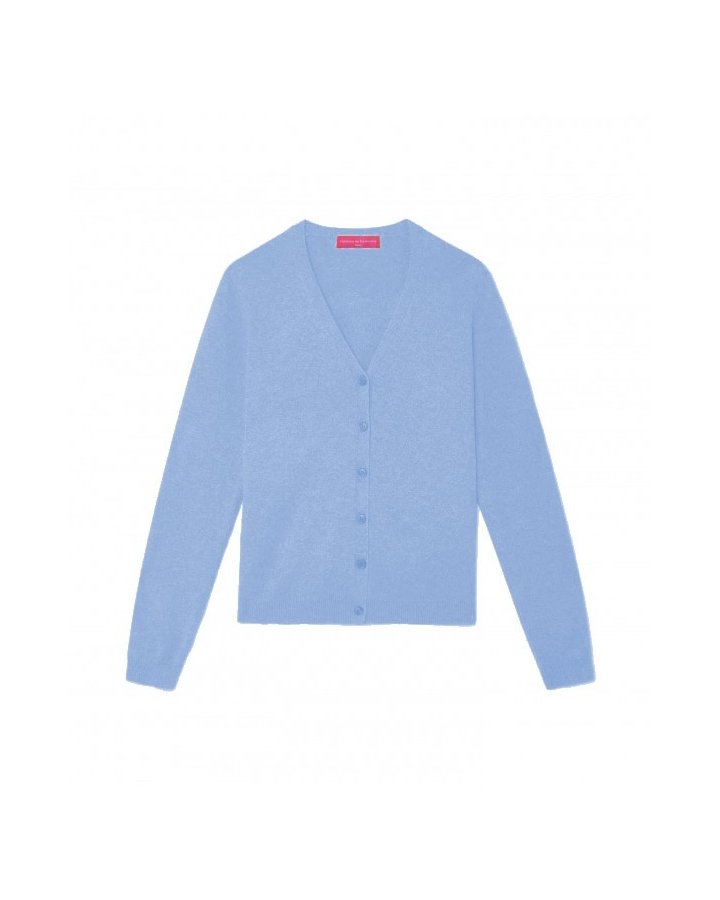 Tranquil Blue V-Neck Cashmere Cardigan