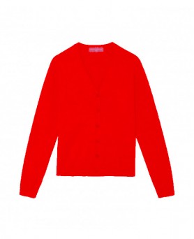 Gilet con scollo a V in cachemire rosso per donna