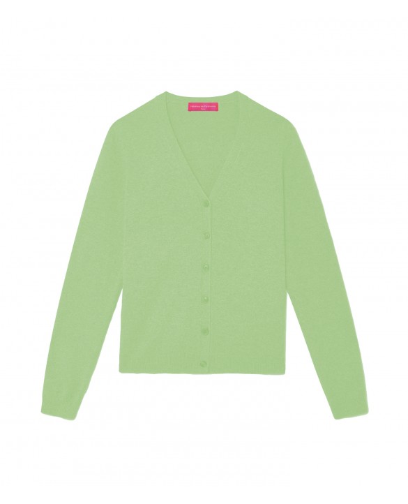 Gilet con scollo a V in cachemire verde paradiso per donna Gilet con scollo a V in cachemire verde paradiso per donna