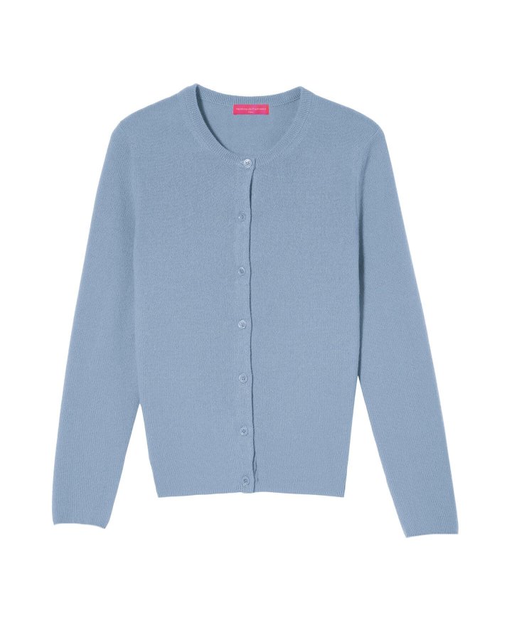 Cardigan in cachemire blu tranquillo per donna