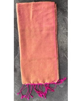 Pashmina en eau de soie Fuchsia et vert clair